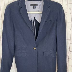 British khaki blue linen/cotton blazer